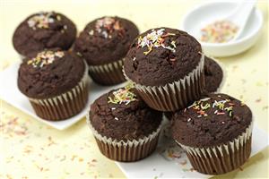 Magdalenas de chocolate. Receta disponible.