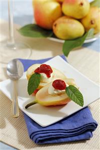 Peras al queso. Receta disponible.