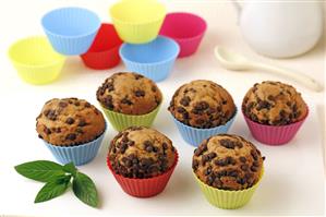 Magdalenas integrales con chocolate. Receta disponible.