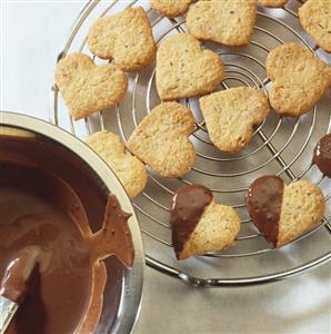 Nut hearts, some dipped in chocolate
