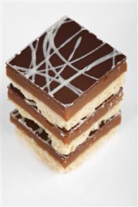 Tower of chocolate caramel shortbread