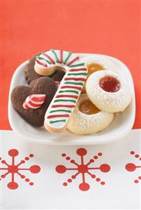 Assorted Christmas biscuits on plate