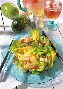 Lettuce with ham, pineapple and marcuya dressing