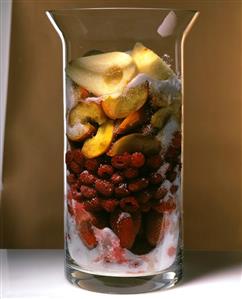 Fruit in sugar and alcohol for Rumtopf