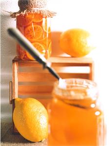 Orange marmalade and bottled oranges