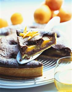 Peach and chocolate tart