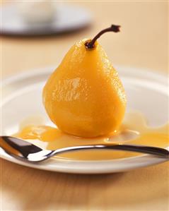 Poached pear with ginger syrup