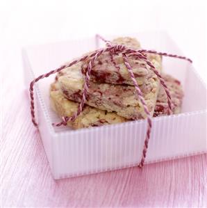 Heart-shaped strawberry biscuits