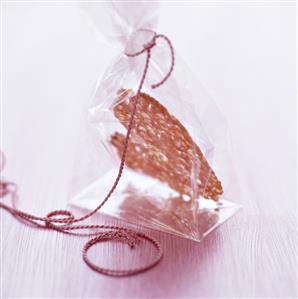 Heart-shaped biscuits in plastic bag