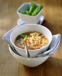 Broth with sesame flädle (pancakes strips with sesame)