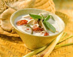 Thai chicken soup with lemon grass and mushrooms