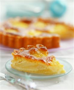 A piece of caramelised apple cake