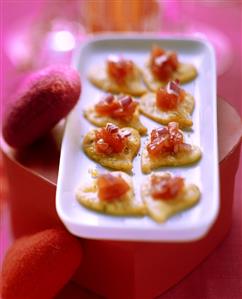 Parmesan biscuits with tomato and onion salsa