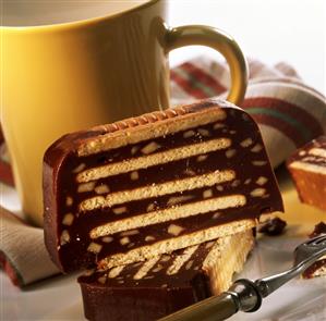 Cold dog (Kalter Hund) cake made of biscuits & chocolate
