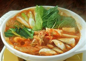 Stew with meat, tofu, vegetables from Korea (Kimchi Cheongol)