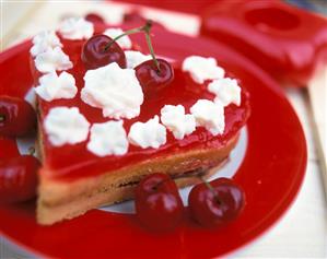 Valentine heart with cherries and cream