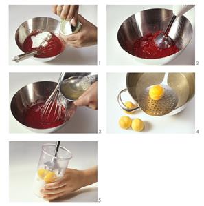Making raspberry mousse with exotic coconut sauce