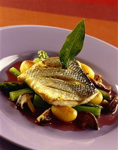 Bream with limes on Asian vegetables