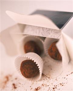 Chocolate truffles in paper cases