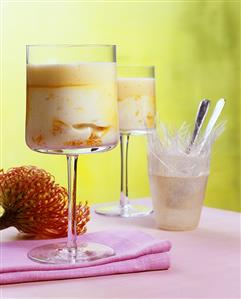 Lemon Guelph pudding with clementines