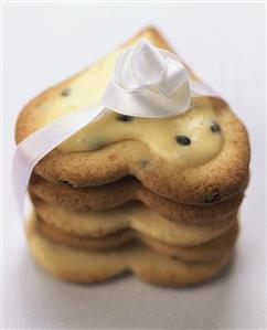 Valentine's Day biscuits with passion fruit icing