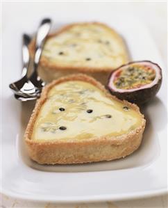 Heart-shaped passion fruit tarts for Valentine's Day