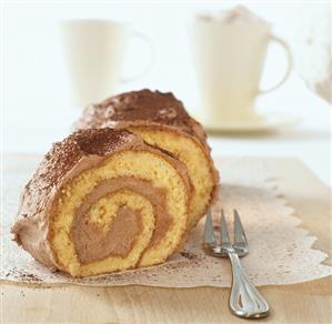 Sponge roll with chocolate cream filling