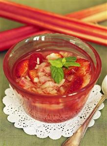 Rhubarb and strawberry soup