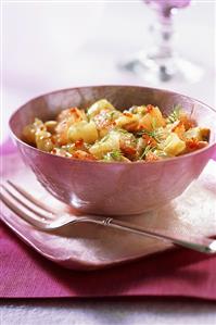 Fish salad with pomelo and dill