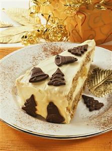 Piece of Three Kings Cake with chocolate figures