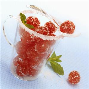 Candied cherries in a jar