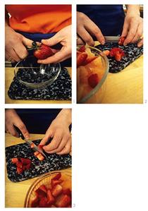 Hulling and chopping strawberries