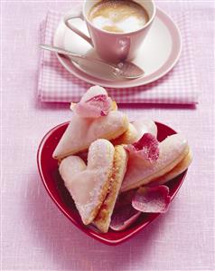 Valentine hearts with cappuccino