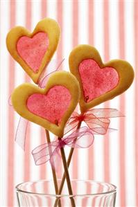 Window cookies (biscuits with sugar 'window') on sticks