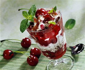 Cherry and pumpernickel dessert