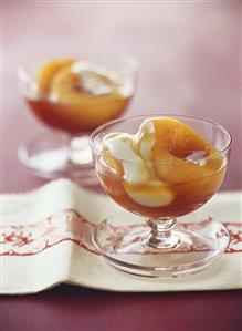 Poached peach halves
