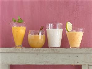 Drinks: orange & saffron, apple & cinnamon, kefir, mango & coconut