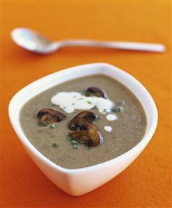 A bowl of mushroom soup
