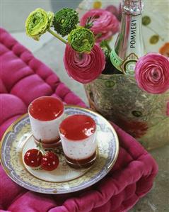 Layerd quark and cherry dessert