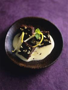 Chocolate terrine with lemon cream