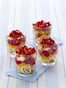 Strawberry trifle in four glasses