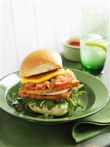 Tofu burger with mango