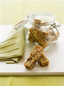 Muesli bars with pieces of apricot