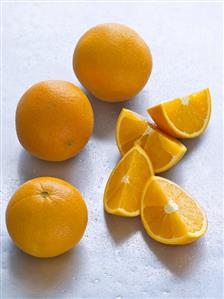 Oranges, whole and cut into pieces