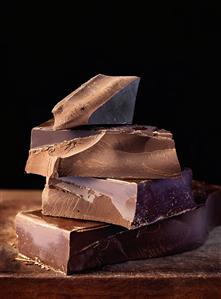 Pieces of chocolate, stacked