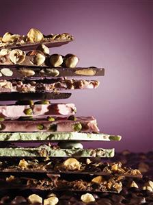 Broken chocolate, stacked