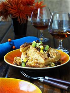Coconut bread pudding with fruit