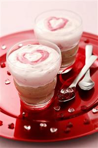 Chocolate mousse with raspberry mascarpone cream