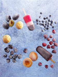 Ice cream lollies and frozen fruit