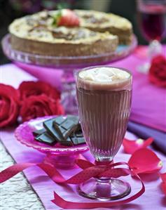 Hot chocolate with marshmallows for Valentine's Day